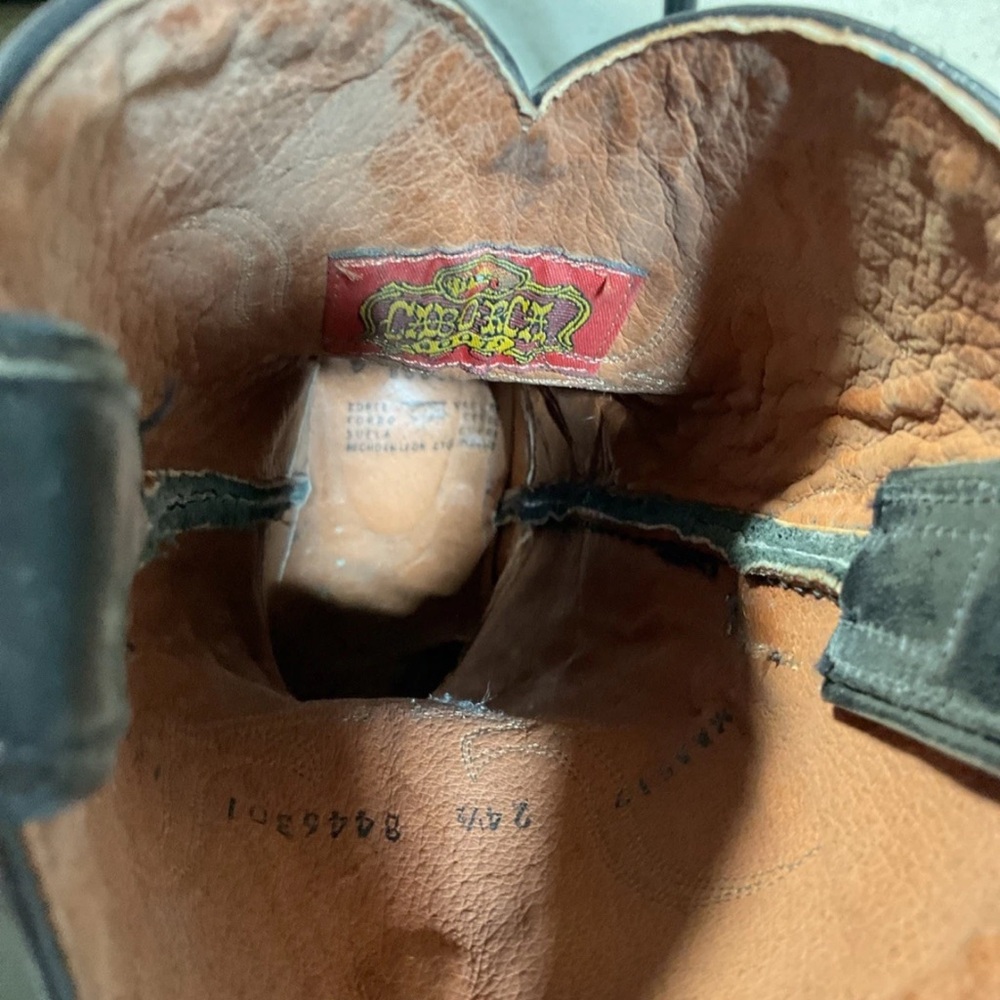 CABORCA Leather Cowboy Boots Women’s Zs 7.5 Black Embroidered - Picture 9 of 15